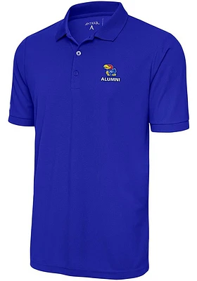 Antigua Kansas Jayhawks Mens Alumni Legacy Pique Short Sleeve Polo