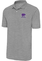 Antigua K-State Wildcats Mens Grey Basketball Legacy Pique Short Sleeve Polo