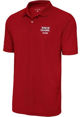 Antigua Louisiana Ragin' Cajuns Mens Dad Legacy Pique Short Sleeve Polo