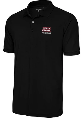 Antigua Louisiana Ragin' Cajuns Mens Black Basketball Legacy Pique Short Sleeve Polo