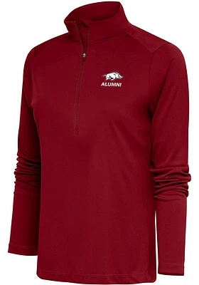 Antigua Arkansas Razorbacks Womens Alumni Tribute Qtr Zip Pullover