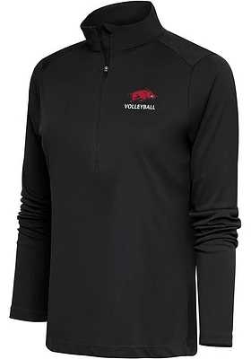 Antigua Arkansas Razorbacks Womens Volleyball Tribute Qtr Zip Pullover