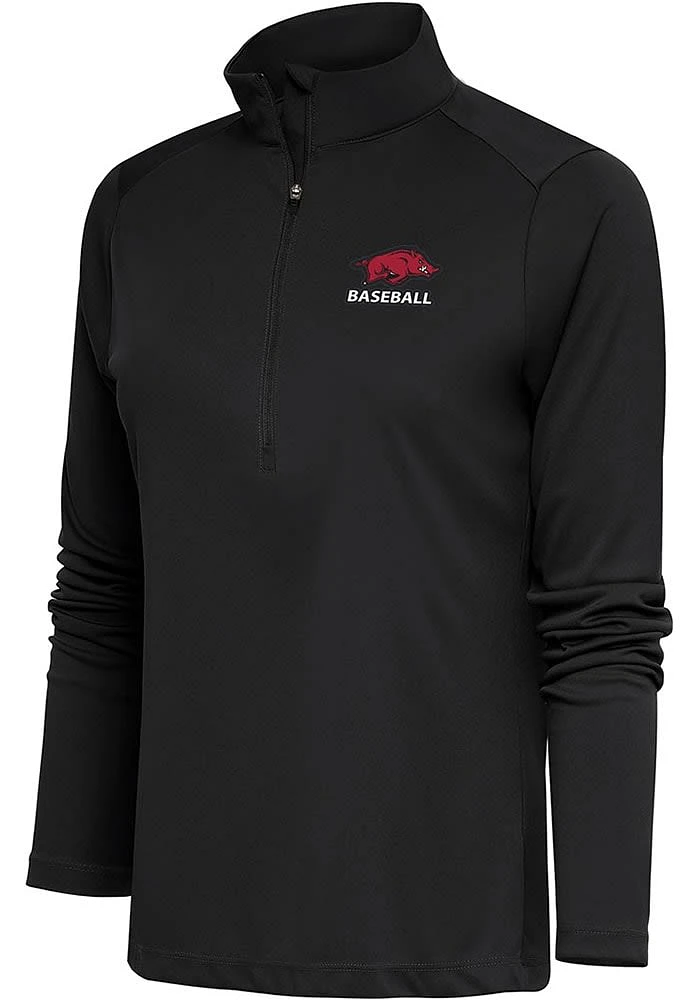 Antigua Arkansas Razorbacks Womens Baseball Tribute Qtr Zip Pullover