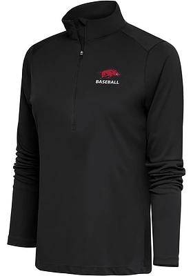 Antigua Arkansas Razorbacks Womens Baseball Tribute Qtr Zip Pullover
