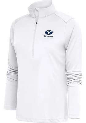 Antigua BYU Cougars Womens White Alumni Tribute Qtr Zip Pullover