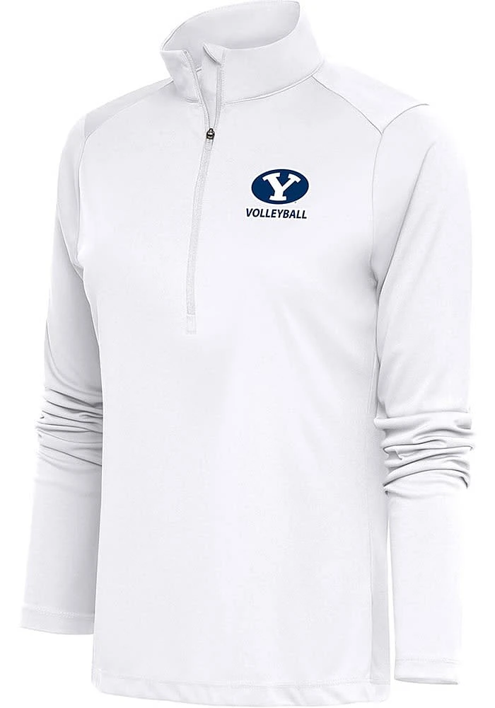 Antigua BYU Cougars Womens White Volleyball Tribute Qtr Zip Pullover