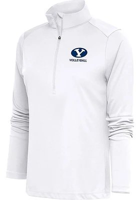 Antigua BYU Cougars Womens White Volleyball Tribute Qtr Zip Pullover