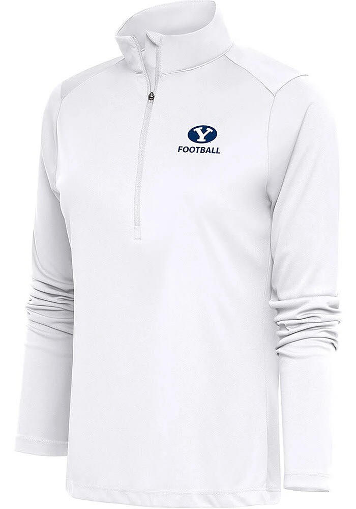 Antigua BYU Cougars Womens White Football Tribute Qtr Zip Pullover