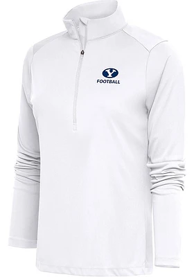 Antigua BYU Cougars Womens White Football Tribute Qtr Zip Pullover