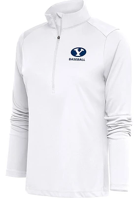 Antigua BYU Cougars Womens White Baseball Tribute Qtr Zip Pullover