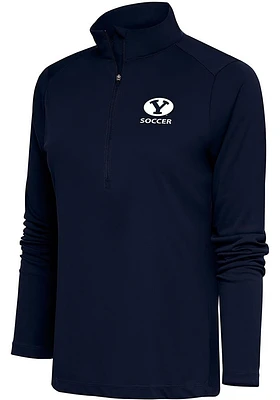 Antigua BYU Cougars Womens Navy Blue Soccer Tribute Qtr Zip Pullover