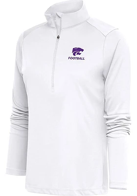 Antigua K-State Wildcats Womens White Football Tribute Qtr Zip Pullover