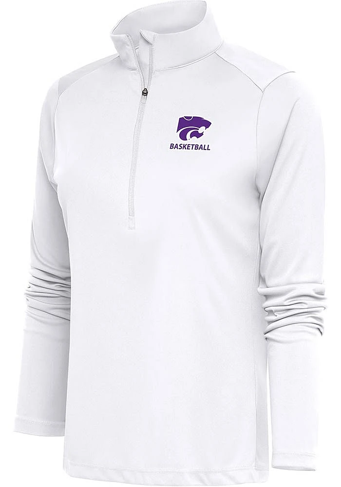 Antigua K-State Wildcats Womens White Basketball Tribute Qtr Zip Pullover