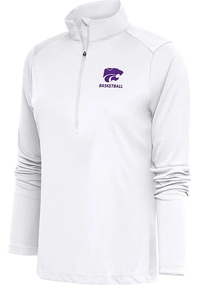 Antigua K-State Wildcats Womens White Basketball Tribute Qtr Zip Pullover