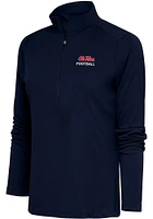 Antigua Ole Miss Rebels Womens Navy Blue Football Tribute Qtr Zip Pullover