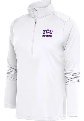 Antigua TCU Horned Frogs Womens White Basketball Tribute Qtr Zip Pullover