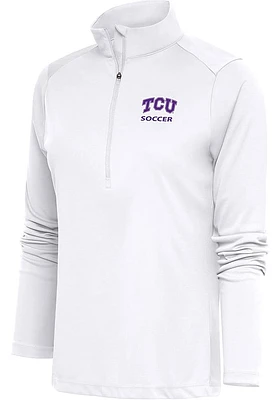 Antigua TCU Horned Frogs Womens White Soccer Tribute Qtr Zip Pullover