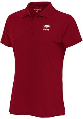 Antigua Arkansas Razorbacks Womens Mom Legacy Pique Short Sleeve Polo Shirt