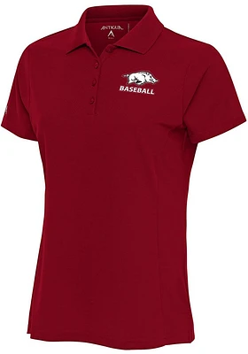 Antigua Arkansas Razorbacks Womens Baseball Legacy Pique Short Sleeve Polo Shirt