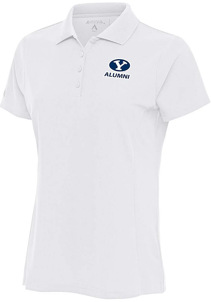 Antigua BYU Cougars Womens White Alumni Legacy Pique Short Sleeve Polo Shirt
