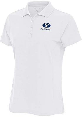 Antigua BYU Cougars Womens White Alumni Legacy Pique Short Sleeve Polo Shirt