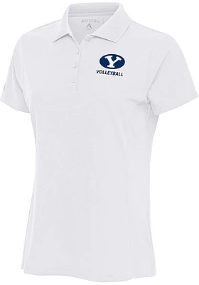 Antigua BYU Cougars Womens White Volleyball Legacy Pique Short Sleeve Polo Shirt