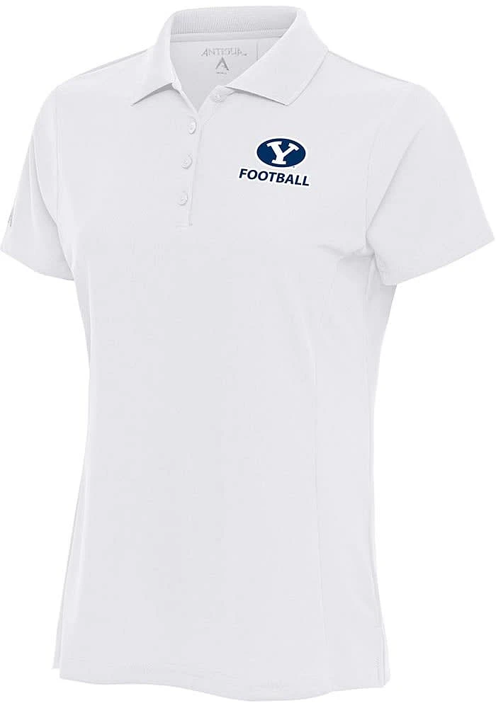 Antigua BYU Cougars Womens White Football Legacy Pique Short Sleeve Polo Shirt