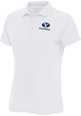 Antigua BYU Cougars Womens White Football Legacy Pique Short Sleeve Polo Shirt