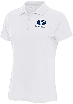 Antigua BYU Cougars Womens White Basketball Legacy Pique Short Sleeve Polo Shirt