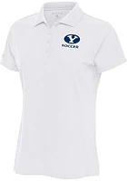 Antigua BYU Cougars Womens White Soccer Legacy Pique Short Sleeve Polo Shirt