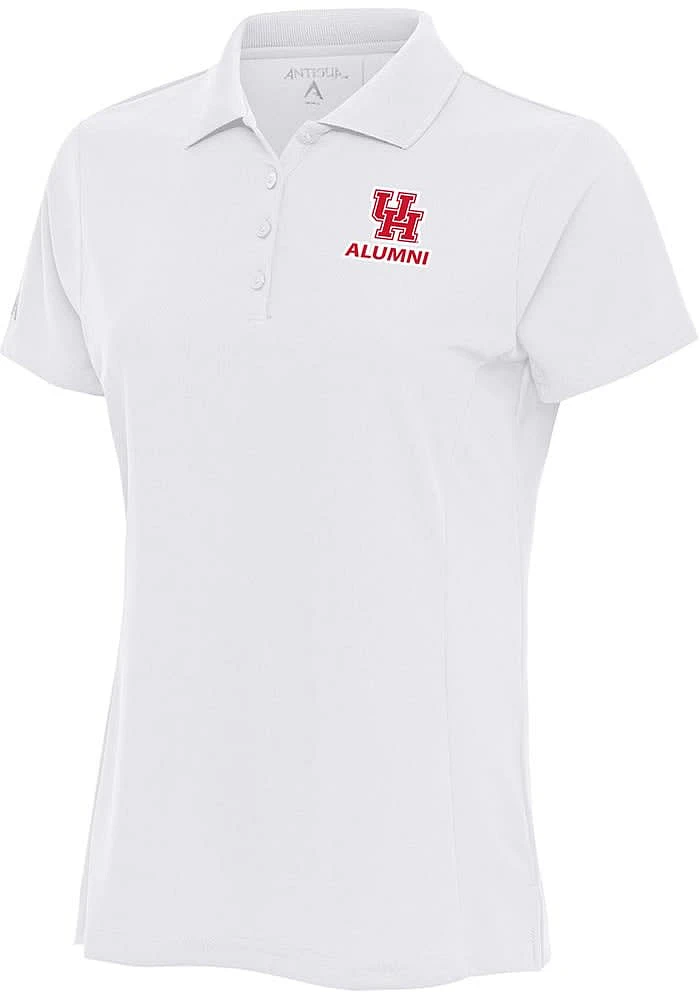 Antigua Houston Cougars Womens White Alumni Legacy Pique Short Sleeve Polo Shirt