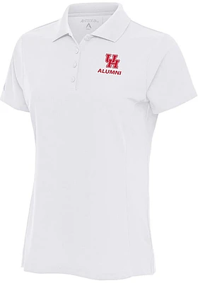 Antigua Houston Cougars Womens White Alumni Legacy Pique Short Sleeve Polo Shirt
