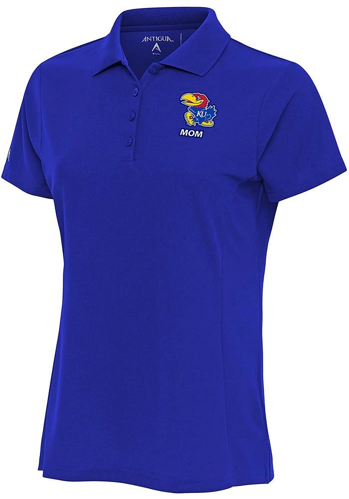 Antigua Kansas Jayhawks Womens Mom Legacy Pique Short Sleeve Polo Shirt