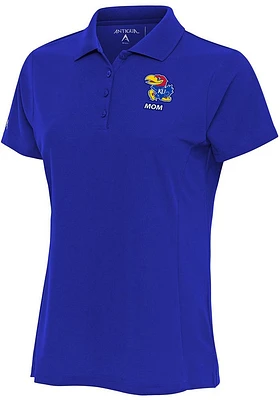 Antigua Kansas Jayhawks Womens Mom Legacy Pique Short Sleeve Polo Shirt