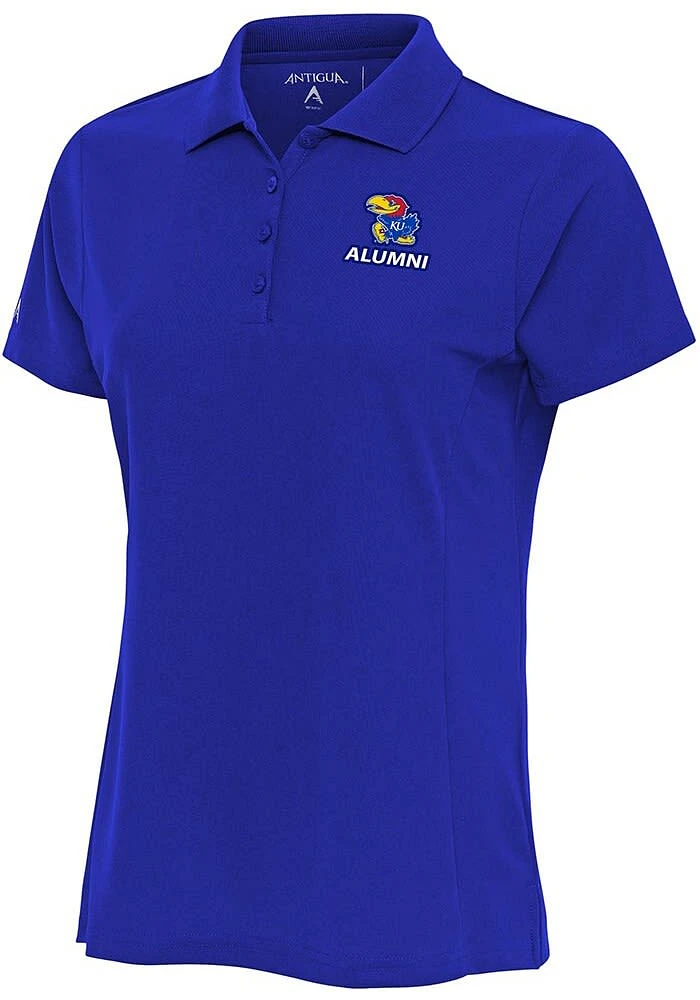 Antigua Kansas Jayhawks Womens Alumni Legacy Pique Short Sleeve Polo Shirt