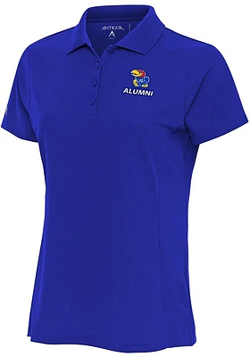 Antigua Kansas Jayhawks Womens Alumni Legacy Pique Short Sleeve Polo Shirt