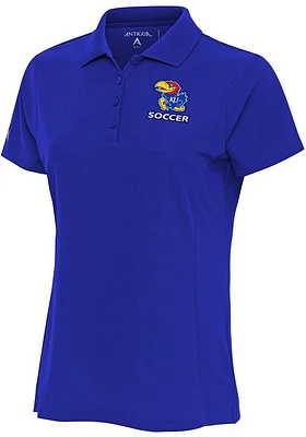 Antigua Kansas Jayhawks Womens Soccer Legacy Pique Short Sleeve Polo Shirt