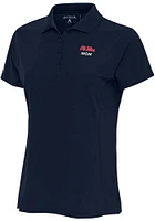 Antigua Ole Miss Rebels Womens Navy Blue Mom Legacy Pique Short Sleeve Polo Shirt