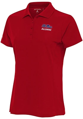 Antigua Ole Miss Rebels Womens Red Alumni Legacy Pique Short Sleeve Polo Shirt