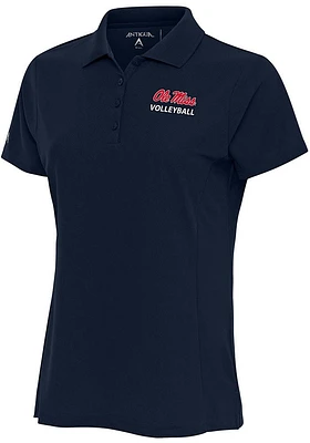 Antigua Ole Miss Rebels Womens Navy Blue Volleyball Legacy Pique Short Sleeve Polo Shirt