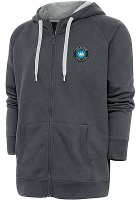Antigua Charlotte FC Mens Charcoal Victory Long Sleeve Full Zip Jacket