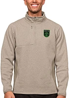 Antigua Austin FC Mens Oatmeal Course Long Sleeve Qtr Zip Pullover