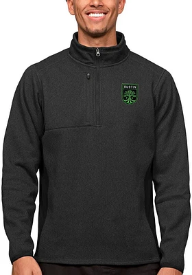 Antigua Austin FC Mens Black Course Long Sleeve Qtr Zip Pullover