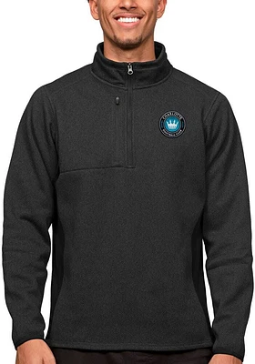 Antigua Charlotte FC Mens Black Course Long Sleeve Qtr Zip Pullover