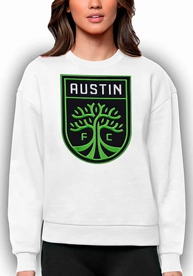 Antigua Austin FC Womens White Full Front Victory Crew Sweatshirt