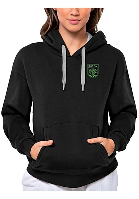 Antigua Austin FC Womens Black Victory Hooded Sweatshirt