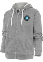 Antigua Charlotte FC Womens Grey Victory Long Sleeve Full Zip Jacket