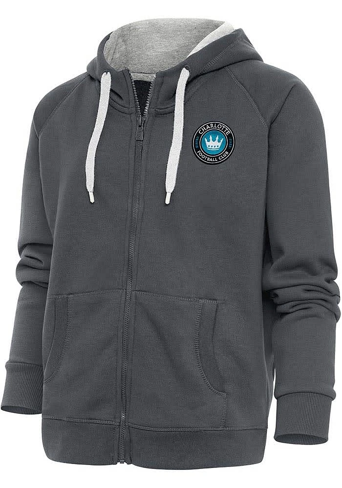Antigua Charlotte FC Womens Charcoal Victory Long Sleeve Full Zip Jacket