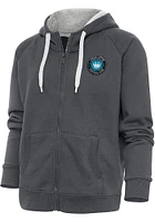 Antigua Charlotte FC Womens Charcoal Victory Long Sleeve Full Zip Jacket