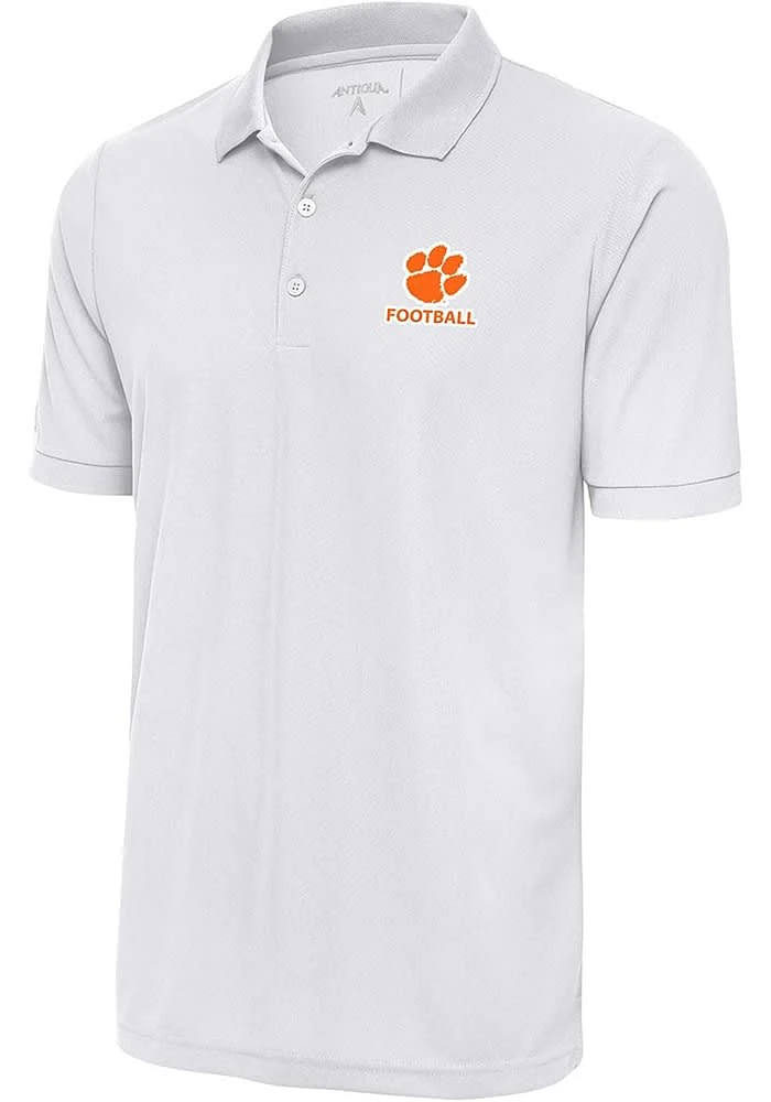 Antigua Clemson Tigers White Football Legacy Pique Big and Tall Polo